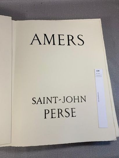 null Saint-John-Perse. Amers. 1 volume in-folio en feuilles numéroté 132. Les Bibliophiles...