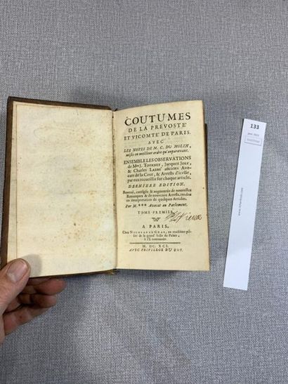 null Coutume de la prévôté et de la vicomté de Paris. 2 tomes en 1 volume. 1691.