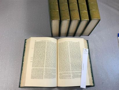 null Les oeuvres de Saint Basile de Césarée. 6 volumes in-4, demi-reliures en cuir....