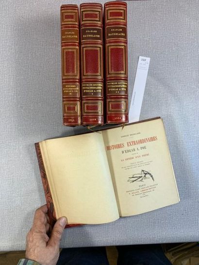 null Baudelaire et Edgar Poe. Un ensemble de 4 volumes reliés demi-maroquin à coins,...