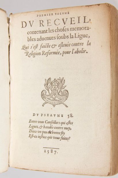 null [GOULARD (Simon) (1543-1628)] : Premier volume du recueil contenant les choses...