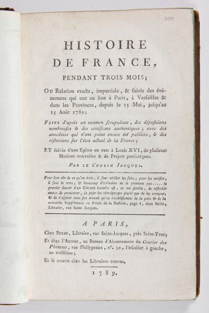 null LE COUSIN JACQUES [Louis Abel Beffroy de Reigny, dit] : Histoire de France,...