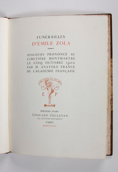 null FRANCE (Anatole) : Funérailles d'Émile Zola. Discours prononcé au cimetière...