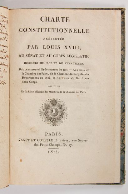 null Charte constitutionnelle présentée par Louis XVIII, au sénat et au corps législatif....