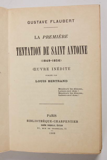 null FLAUBERT (Gustave) : La Première Tentation de Saint Antoine (1849-1856). OEuvre...