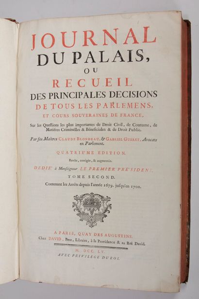 null BLONDEAU (Claude) et GUÉRET (Gabriel) : Journal du Palais, ou Recueil des principales...