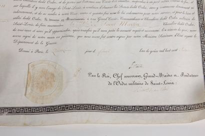 null [Ordre Chevaleresque] : Lettres de Chevalier de l'ordre militaire de Saint-Louis

Brevet...