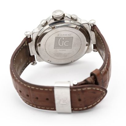 null GUESS Collection. Montre bracelet homme boîtier rond en acier, cadran argent...