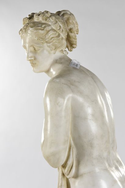 null d'après Antonio CANOVA, 

Venus pudique 

Sujet en marbre avec sellette en forme...
