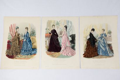 null 29 planches lithographie de mode de La Mode Illustrée dont un feuillet de 1874...