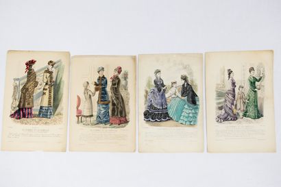 null Quatre rares lithographie de mode de La Femme et la Famille datées 1872, 1877,...