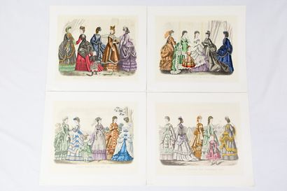 null Quatre rares lithographie de mode de La Femme et la Famille datées 1872, 1877,...