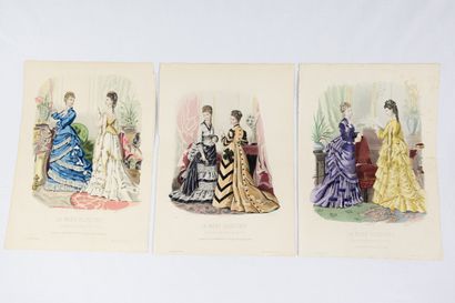 null 29 planches lithographie de mode de La Mode Illustrée dont un feuillet de 1874...