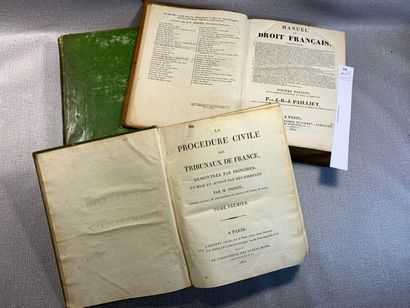 null [Droit]. Un ensemble de 3 volumes in-4 début XIXe, dont Pigeau : La procédure...