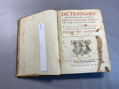 null Joubert. Dictionnaire français et latin. 1 volume in-4. Lyon, 1757. relié