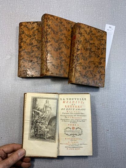 null Rousseau. La nouvelle Eloise. 4 volumes reliés cuir. Gravures en hors-texte....