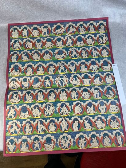 null [Curiosa]. Kama-sutra. 1 planche en couleur. 55 x 60 cm. Circa 1950. Bien c...