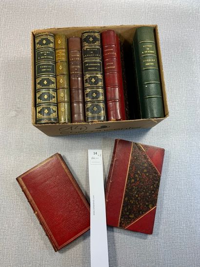 null Editions Lemerre. Un ensemble de 8 volumes reliés cuir, dont : Daudet, Banville,...
