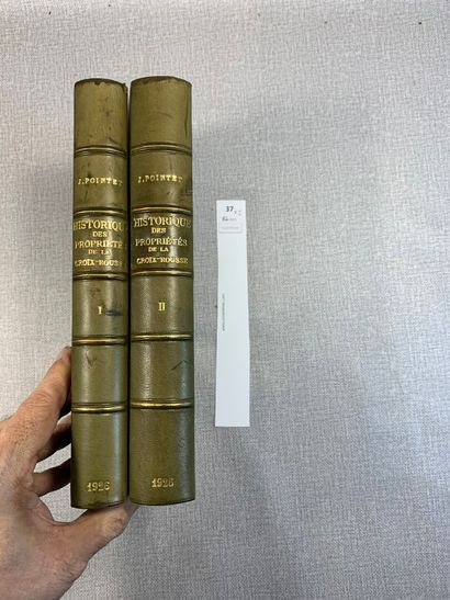 null Pointet. Historique des propriétés de la Croix-Rousse. 2 volumes reliés cuir....