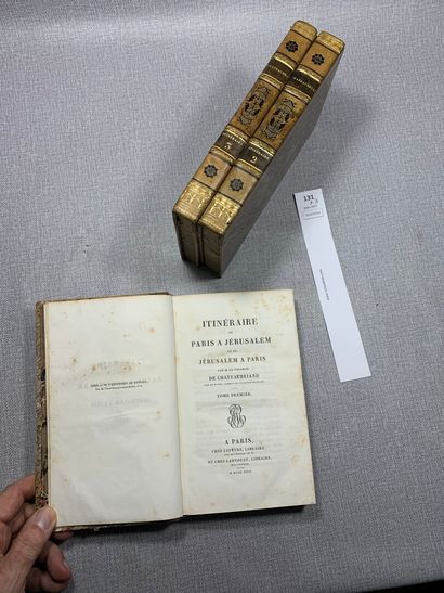 null Chateaubriand. Itinéraire de Paris à Jérusalem. 3 volumes reliés cuir. Paris,...