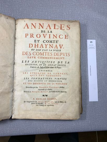 null François Vinchant. Annales de la Province et Comté d'Haynaut. 1 volume petit...