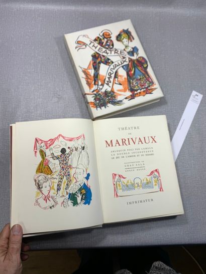 null Théâtre de Marivaux. Illustré par Grau Sala. 2 volumes reliés pleine toile illustrée...