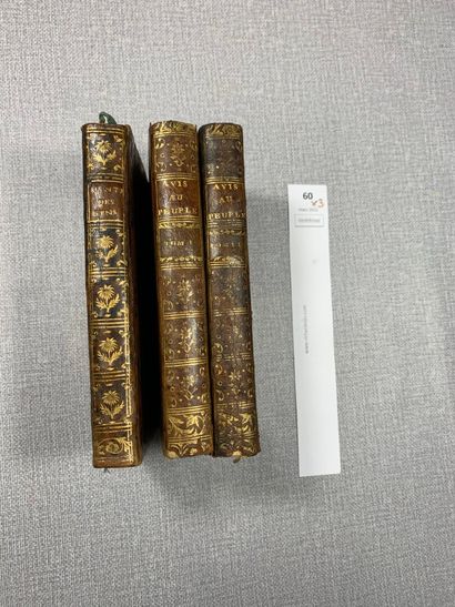 null Tissot. Un ensemble de 2 ouvrages en 3 volumes reliés cuir : Avis au peuple...