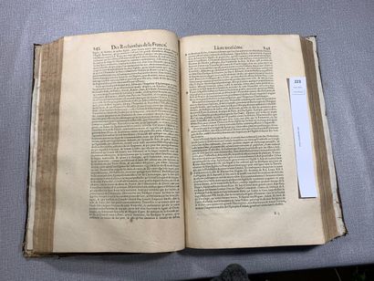 null Les recherches de la France d'Estienne Pasquier. 1 volume in-folio relié cuir....