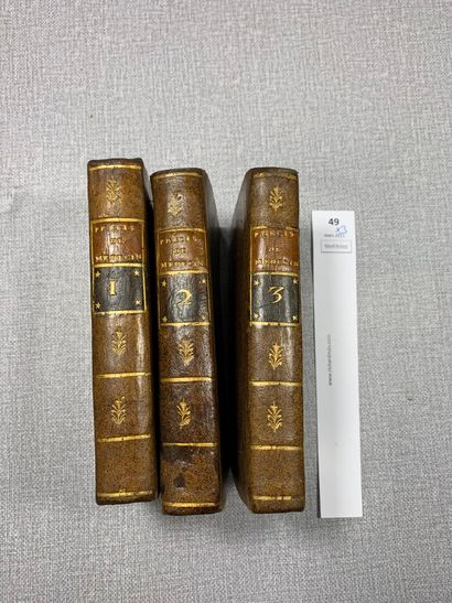 null Lieutaud. Précis de médecine pratique. 3 volumes reliés cuir. Rouen, 1787.