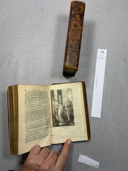 null Rousseau. Emile ou l'Education. 4 tomes en 2 volumes in-12 reliés cuir. Amsterdam,...