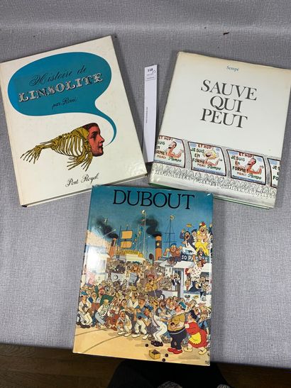 null Un ensemble de 3 volumes illustrés : Dubout, Sauve qui peut, par Sempé et Histoire...