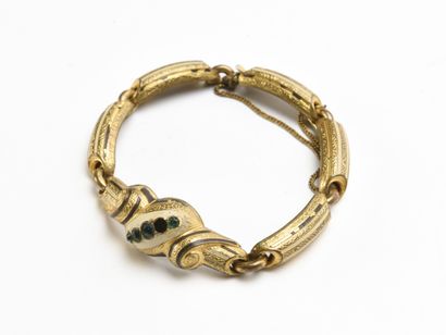 null Bracelet articulé en métal doré orné de pierres de couleur

19ème siècle