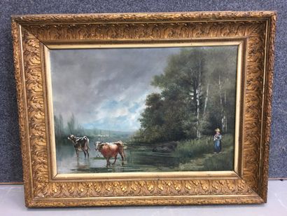 null Ecole française 

Paysage

Huile sur toile, signée en bas à gauche

50 x 71...