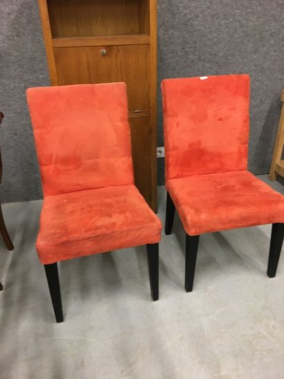 null Paire de chaises tissu rouge