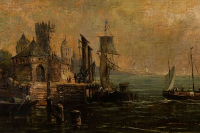 null A. GRIMAUD

Marine avec vue de port

Cadre doré 

Huile sur toile

Daté 1891...