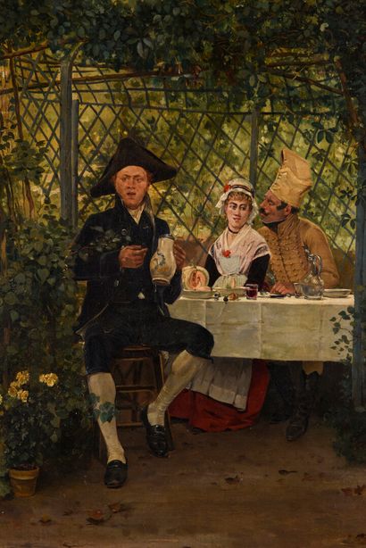 null Edmond ANDRE (1837 - 1877)

Déjeuner sous la tonnelle

Huile sur toile, signée...