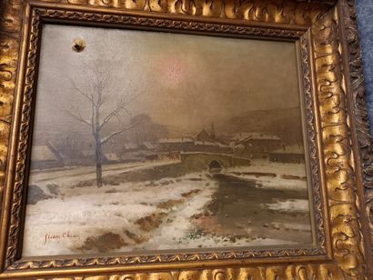 Fleury CHENU (1833-1915) 
Paysage de neige...