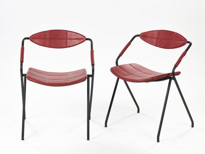 null Gilbert STEINER (XX ème)

Paire de chaises modèle Rugby ou Ellipse à structure...