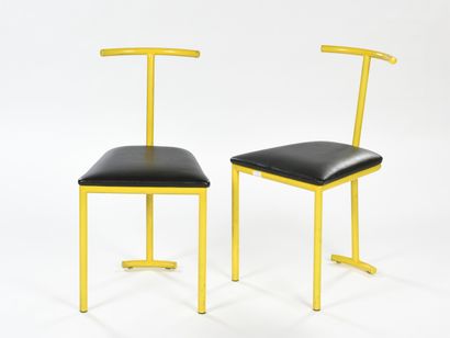 null TRAVAIL 1980

Suite de deux chaises à structure tubulaire laqué jaune. Assise...