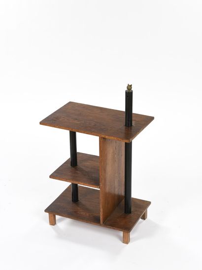 null FRENCH WORK

Natural wood side table with three shelves and a lamp base