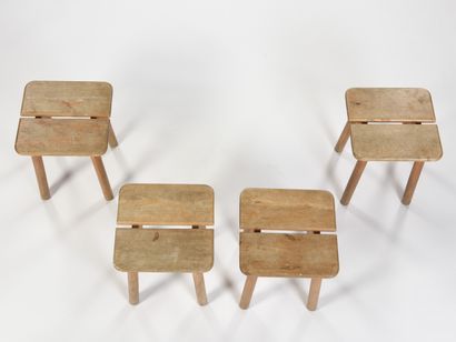 null Pierre GAUTIER DELAYE (1923-2006) 

Suite of four stools with central cut-out...