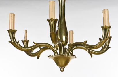 null RICCARDO SCARPA (1905-1999) 

Chandelier with four lights decorated with gilded...