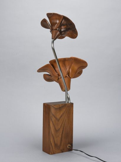 null gTRAVAIL 1970

Lampe de table à deux réflecteurs fleurs à tiges chromées.

H:...