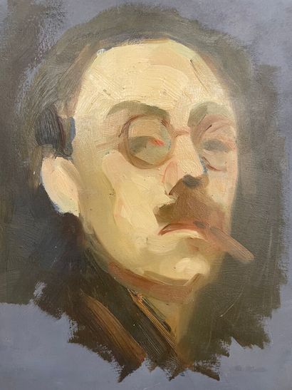 null Etienne MORILLON, école lyonnaise (1884-1949).

Autoportrait à la cigarette

Cachet...