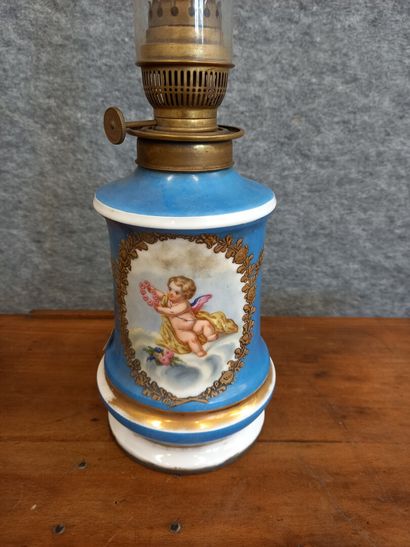 null Lampe à pétrole en porcelaine bleue