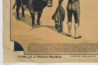null MOYANO, affiche de corida, ortega Valencia 

87 x 61 cm x 2 en deux parties

(déchirures,...