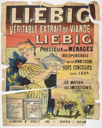 null Liebig, affiche seule, déchirures, 

(manque, papier gondolé)

130 x100 cm