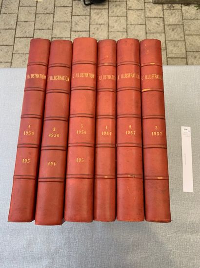 null L'Illustration. Un ensemble de 6 volumes reliés cuir : Années complètes 1936...
