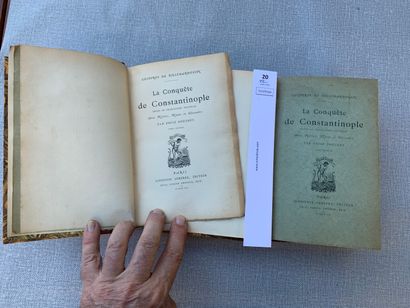 null Geoffroi de Villehardouin. La conquête de Constantinople. 2 volumes reliés cuir,...