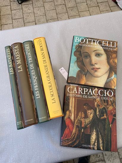 null [Art italien]. 6 volumes sous emboitages édités par Gallimard : Carpaccio (Histoire...
